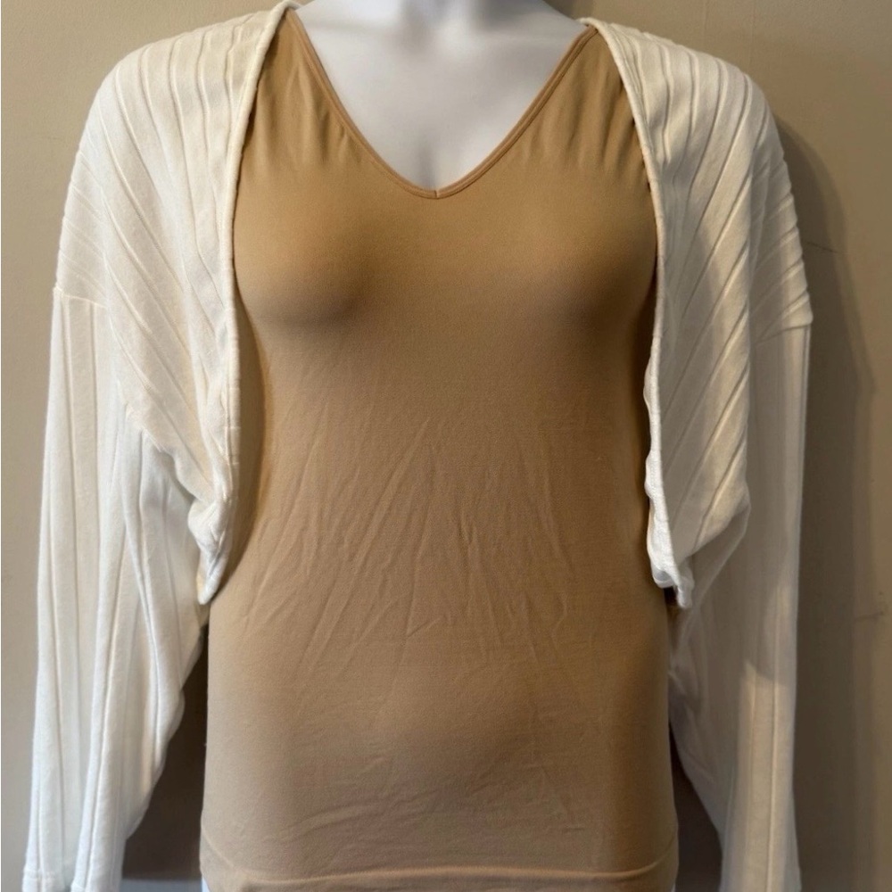 Bolo Drop Shoulder Ribbed Knit White Cardigan Cover Up Size 4x NWOT